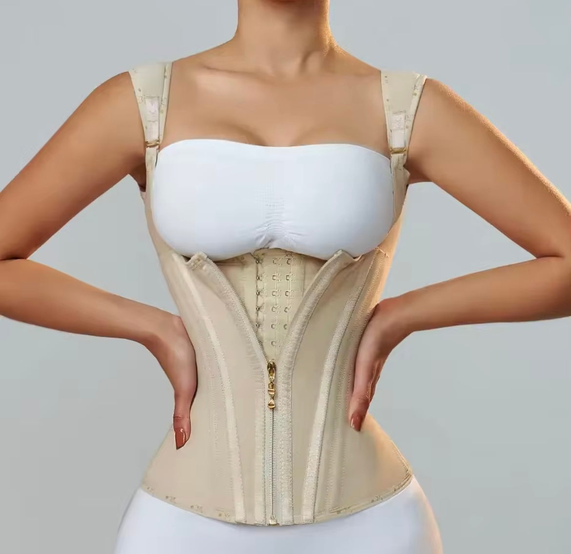 Adjustable Waist Trainer Corset With Zipper & Hook Closure-Body Shaper For Women's